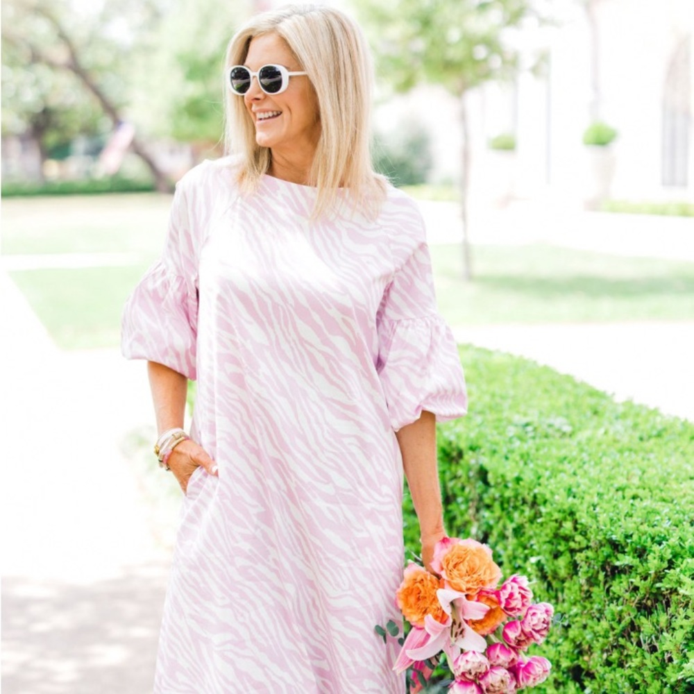 Chico's Light Pink Zebra Print Puff Sleeve Dress chicos 2